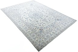 Close-up detail of New Nain rug from Iran / Persia showing Wool weave