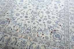 Close-up detail of New Nain rug from Iran / Persia showing Wool weave