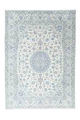 Full view of New Nain rug from Iran / Persia, 340 × 243 cm in Beige tones