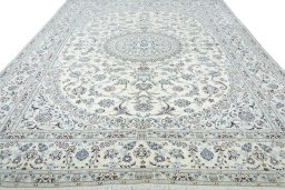 Surface texture of New Nain rug with natural Wool and intricate pattern