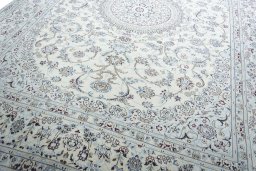 Close-up detail of New Nain rug from Iran / Persia showing Wool weave