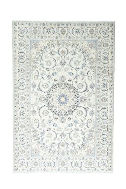 Full view of 2000s Nain rug from Iran / Persia, 311 × 208 cm in Beige tones