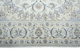 Full view of 2000s Nain rug from Iran / Persia, 311 × 208 cm in Beige tones