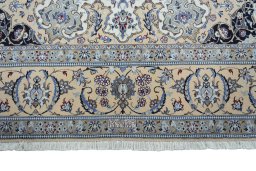 Full view of New Nain rug from Iran / Persia, 325 × 216 cm in Beige tones