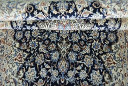 Close-up detail of 1970s Nain rug from Iran / Persia showing Cork weave
