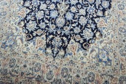 Close-up detail of 1970s Nain rug from Iran / Persia showing Cork weave