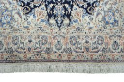 Full view of 1970s Nain rug from Iran / Persia, 204 × 114 cm in Blue tones