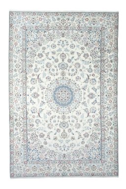 Full view of 2000s Nain rug from Iran / Persia, 300 × 198 cm in Beige tones