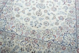 Close-up detail of 2000s Nain rug from Iran / Persia showing Wool weave