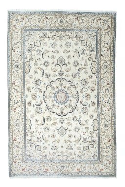 Full view of 2000s Nain rug from Iran / Persia, 314 × 204 cm in Beige tones