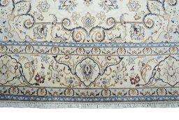 Full view of 2000s Nain rug from Iran / Persia, 314 × 204 cm in Beige tones