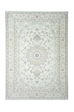 Full view of New Nain rug from Iran / Persia, 291 × 206 cm in Beige tones