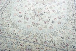 Close-up detail of New Nain rug from Iran / Persia showing Wool weave