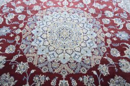 Central medallion detail of 2000s Nain rug from Iran / Persia