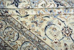 Close-up detail of New Nain rug from Iran / Persia showing Wool weave