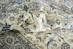 Surface texture of New Nain rug with natural Wool and intricate pattern