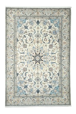 Full view of New Nain rug from Iran / Persia, 304 × 202 cm in Beige tones