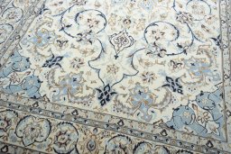 Close-up detail of New Nain rug from Iran / Persia showing Wool weave