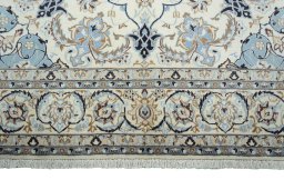 Full view of New Nain rug from Iran / Persia, 304 × 202 cm in Beige tones