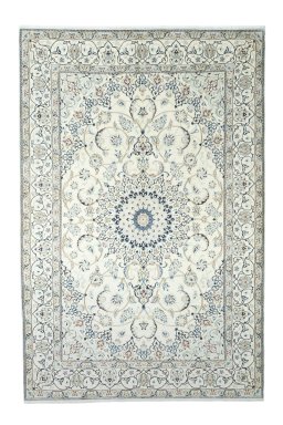 Full view of 2000s Nain rug from Iran / Persia, 309 × 205 cm in Beige tones