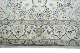 Full view of 2000s Nain rug from Iran / Persia, 309 × 205 cm in Beige tones
