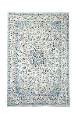 Full view of 2000s Nain rug from Iran / Persia, 374 × 250 cm in Beige tones