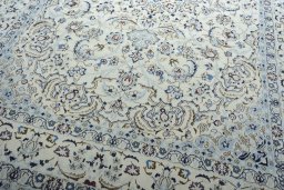 Close-up detail of 2000s Nain rug from Iran / Persia showing Wool weave