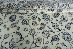 Close-up detail of New Nain rug from Iran / Persia showing Wool weave