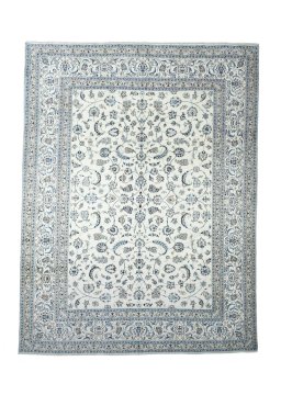 Full view of New Nain rug from Iran / Persia, 380 × 290 cm in Beige tones