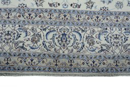 Full view of New Nain rug from Iran / Persia, 380 × 290 cm in Beige tones