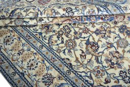 Close-up detail of 2000s Nain rug from Iran / Persia showing Wool weave