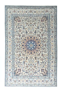 Full view of 2000s Nain rug from Iran / Persia, 314 × 200 cm in Beige tones