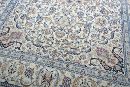 Close-up detail of 2000s Nain rug from Iran / Persia showing Wool weave