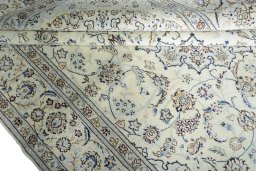 Close-up detail of New Nain rug from Iran / Persia showing Cork weave