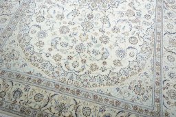 Close-up detail of New Nain rug from Iran / Persia showing Cork weave