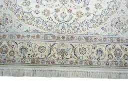 Full view of New Nain rug from Iran / Persia, 240 × 150 cm in Beige tones