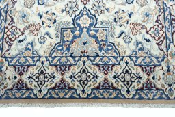 Close-up detail of 2000s Nain rug from Iran / Persia showing Wool weave