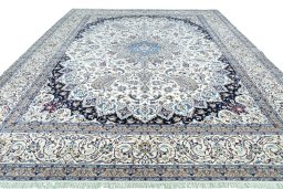Surface texture of 2000s Nain rug with natural Cork and intricate pattern