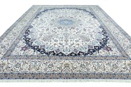 Surface texture of 2000s Nain rug with natural Cork and intricate pattern