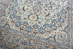 Close-up detail of New Nain rug from Iran / Persia showing Wool weave