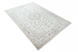 Close-up detail of New Nain rug from Iran / Persia showing Wool weave