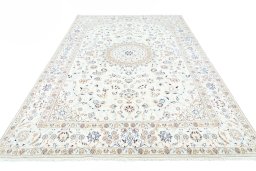Surface texture of New Nain rug with natural Wool and intricate pattern