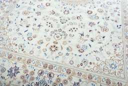 Close-up detail of New Nain rug from Iran / Persia showing Wool weave