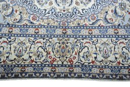 Full view of 2000s Nain rug from Iran / Persia, 374 × 244 cm in Beige tones