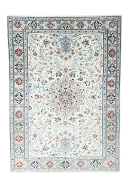 Full view of 2000s Nain rug from Iran / Persia, 292 × 208 cm in Beige tones