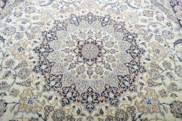 Central medallion detail of 2000s Nain rug from Iran / Persia