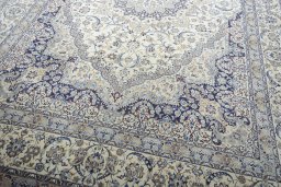 Close-up detail of 2000s Nain rug from Iran / Persia showing Cork weave