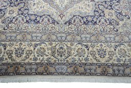 Full view of 2000s Nain rug from Iran / Persia, 368 × 256 cm in Beige tones