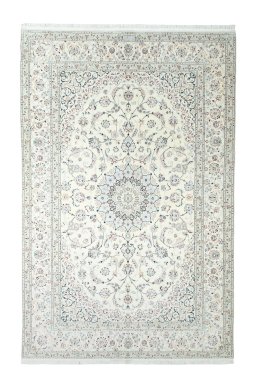 Full view of New Nain rug from Iran / Persia, 308 × 200 cm in Beige tones