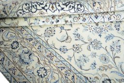 Close-up detail of New Nain rug from Iran / Persia showing Wool weave